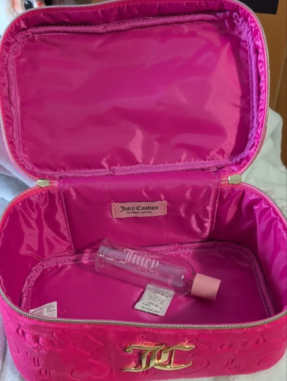 Juicy Couture Hot Pink Velour Cosmetic Train Case